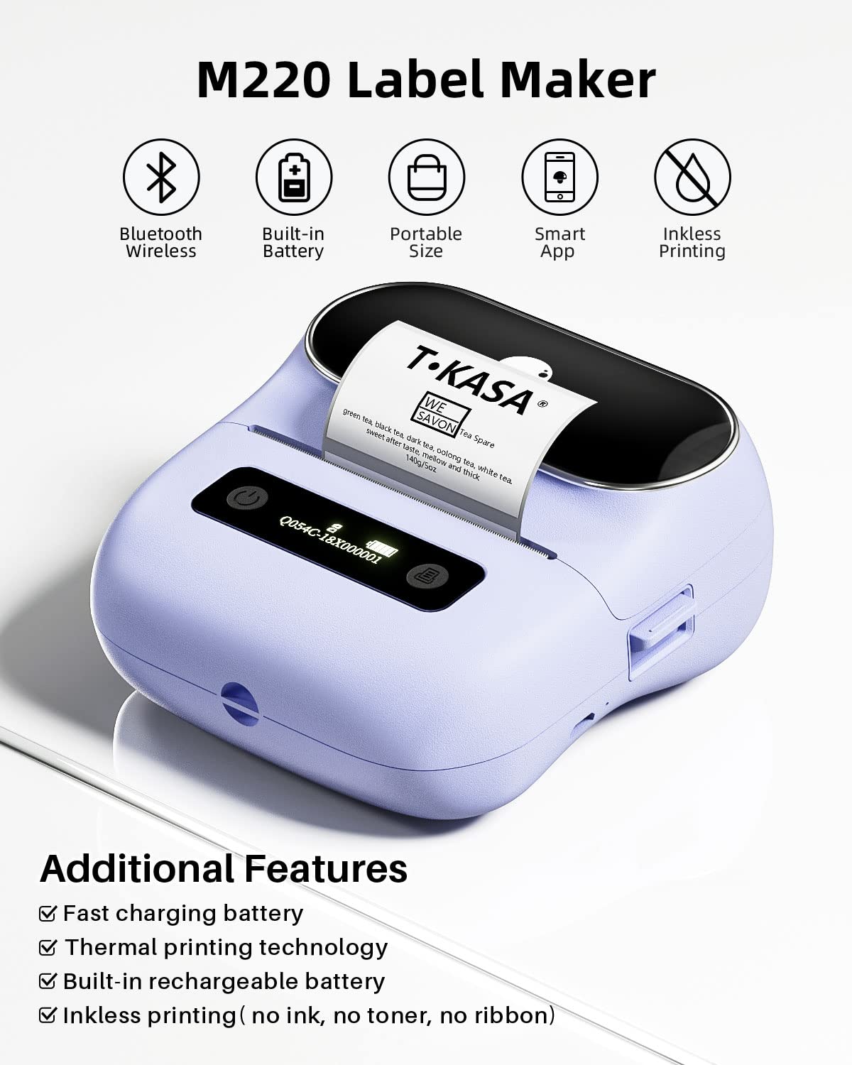 Phomemo Bluetooth Thermal Label Maker - Portable Barcode & Address Printer for Home, Mailing, Small Business & Clothing | 3 Label Sizes Included | Perfect for Organizing, Shipping & Retail Labeling