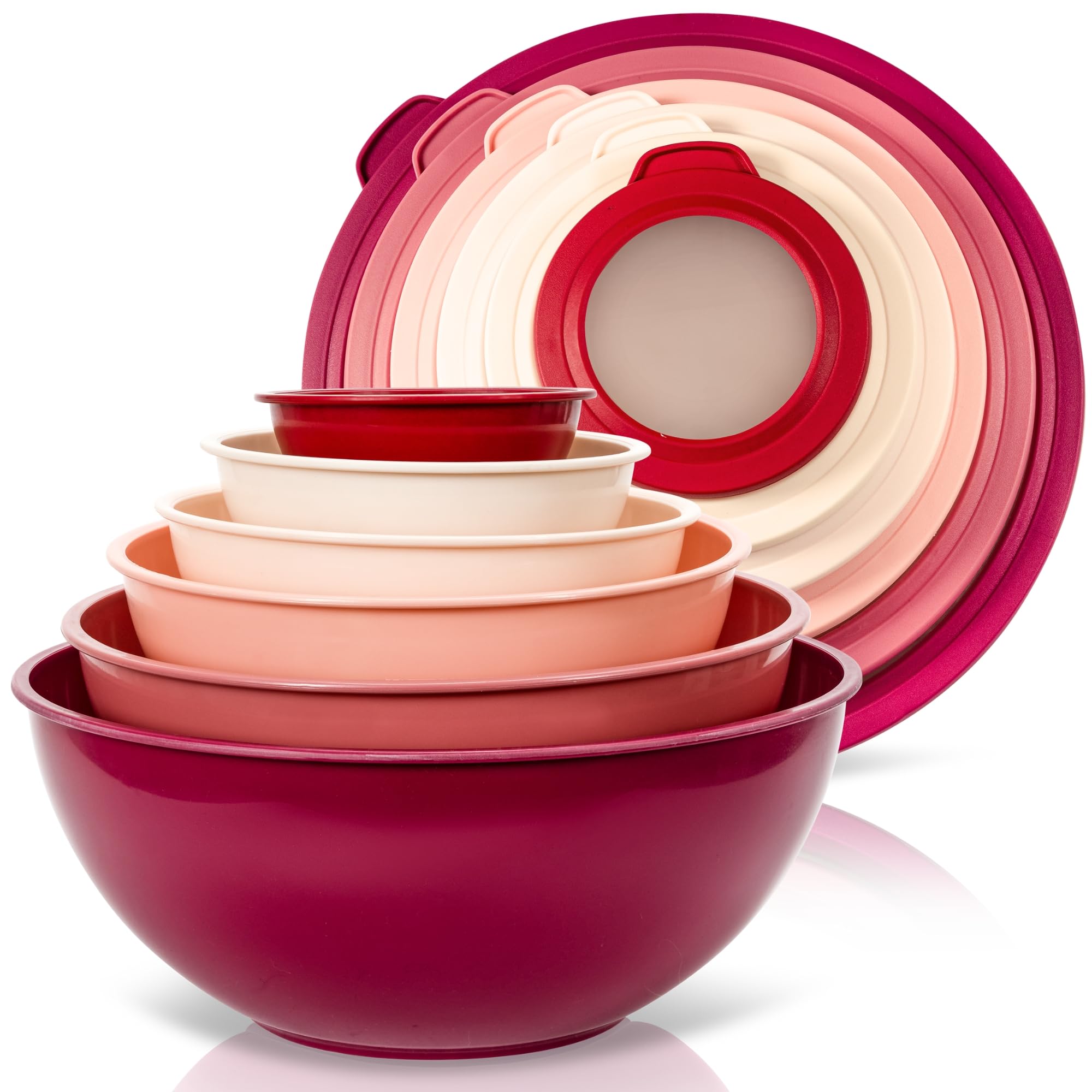 WHYSKO 12-Piece Colorful Plastic Mixing Bowl Set with Lids - Food Prep, Storage & Serving Bowls - Dishwasher & Microwave Safe for Baking, Cooking - Perfect for Kitchen, Meal Prep & Party Serving