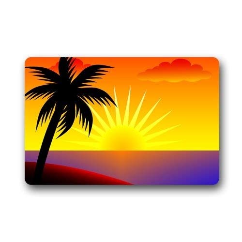 ZMvise Rubber Beach Sunset with Tree Custom Washable Doormat - 18x30 Inch Non-Slip Indoor Outdoor Entryway Rug for Front Door, Patio, Deck & Porch - Perfect for Home, Vacation House & Beach Cottage Decor