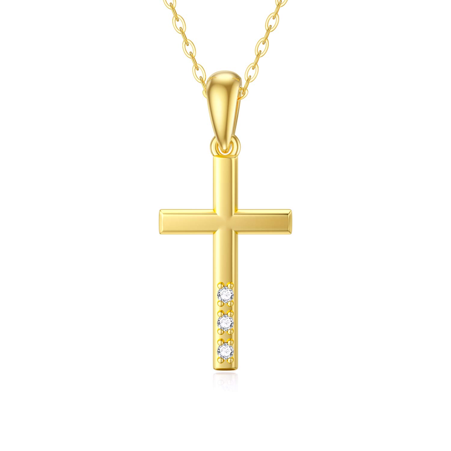 14K Gold Natural Diamond Cross Necklace for Women - Elegant Dainty Gold Diamond Pendant Jewelry, Religious Blessing Gift for Mom, Wife - Perfect for Church, Weddings, Baptisms & Special Occasions