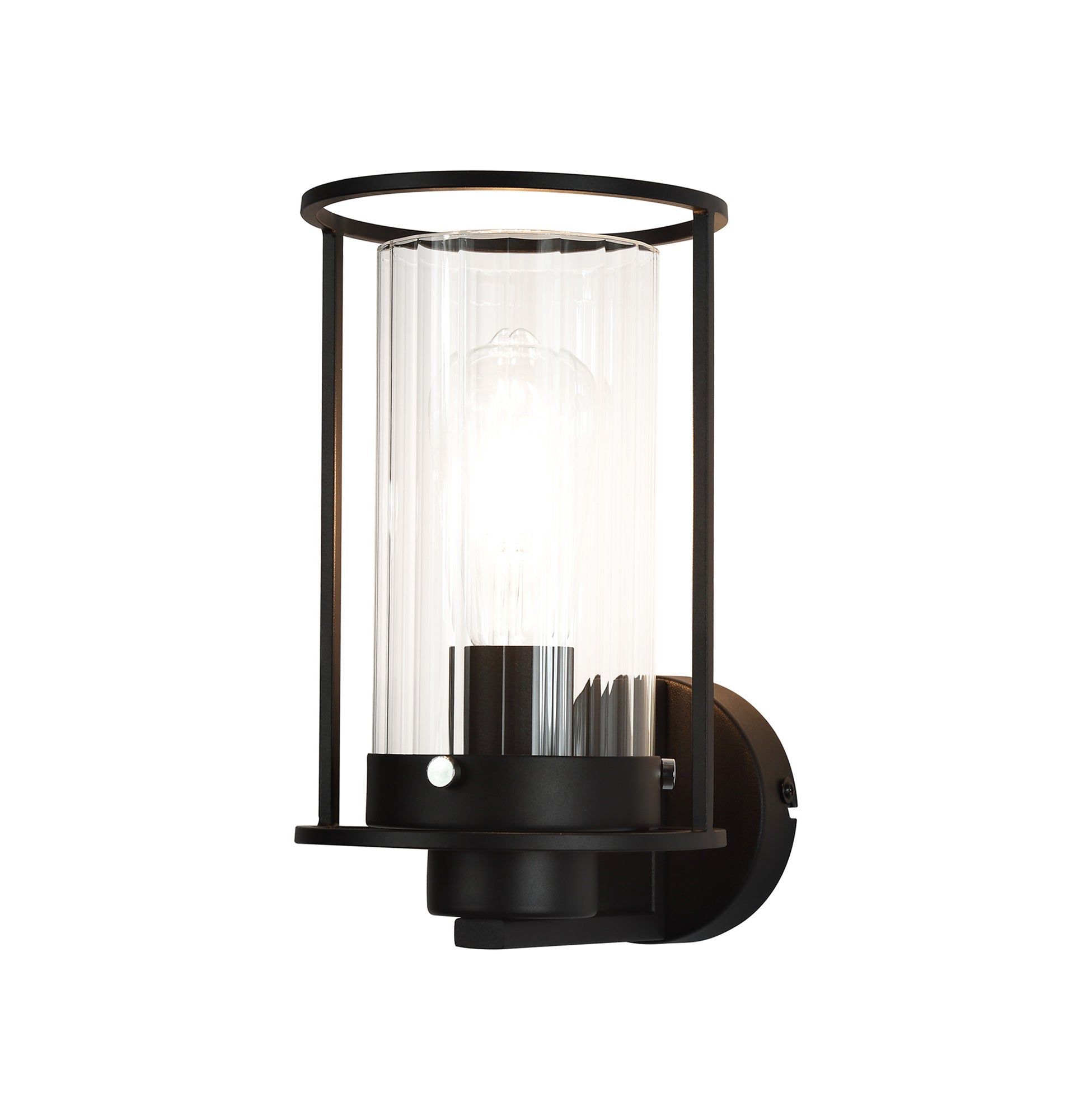 Beres Modern Wall Light - 1 Light E27 Base, Black Finish with Clear Glass Shade - Perfect for Bedroom, Living Room, and Hallway Lighting