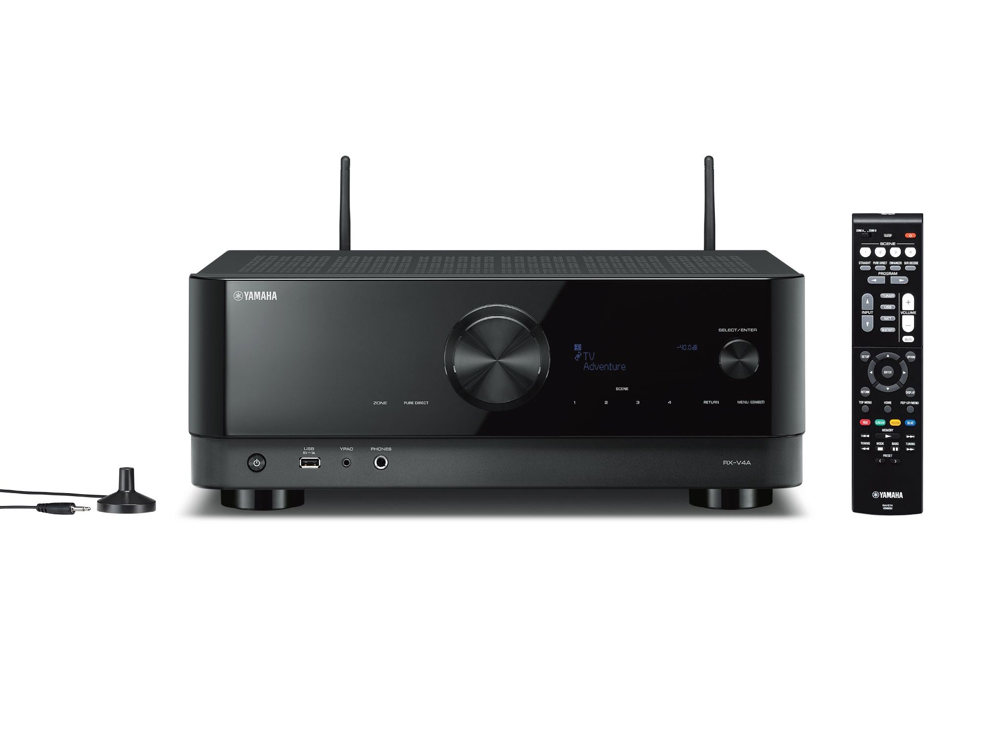 Yamaha RX-V4A 5.1-Channel Home Theater Receiver with 4K HDR, Dolby Atmos, and MusicCast - Perfect for Movie Nights, Gaming, and Streaming Music