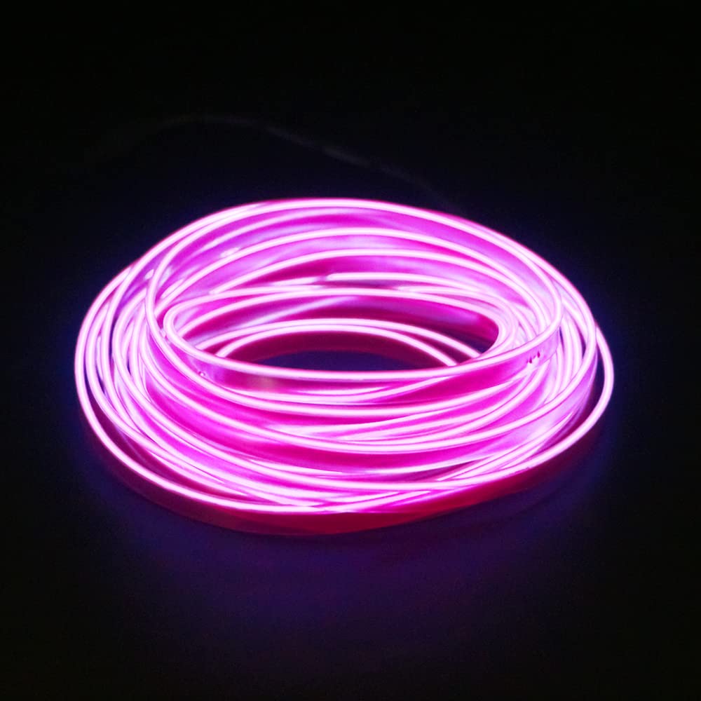 Purple EL Wire Lights for Car Interior - 16FT/5M USB-Powered LED Neon Strip Lights (5V) - Perfect for Car Decor, Garden Parties & Nighttime Events