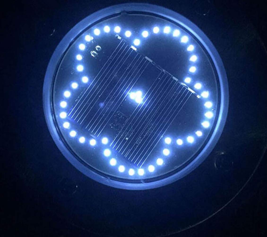 48 LED Solar Ground Lights - Solar Powered Outdoor Pathway Lights for Garden, Yard, Patio, Lawn & Driveway - Waterproof Disk Lights for Landscape & Walkway (4 Pack, White) - Perfect for Nighttime Safety & Garden Decoration