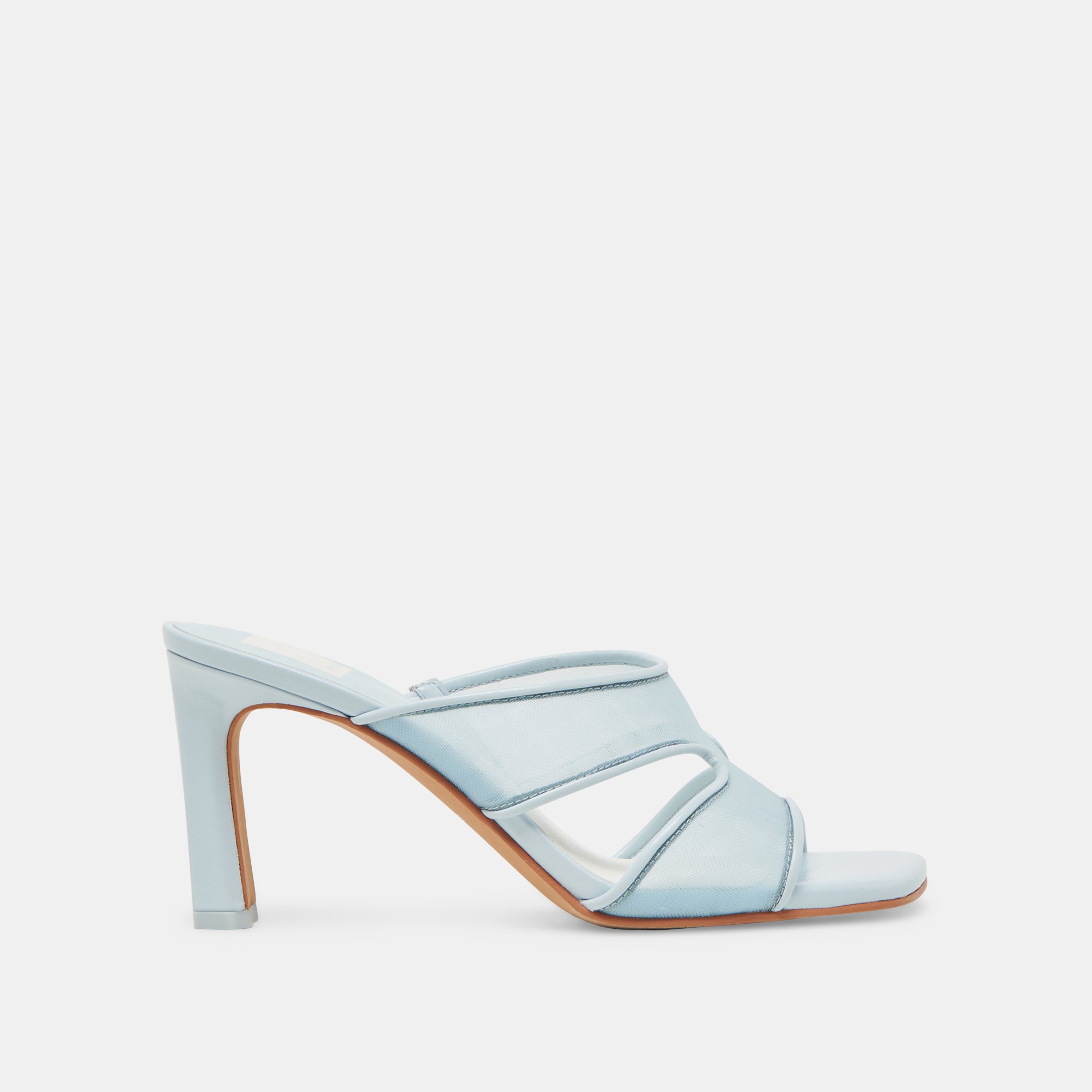 GITEL Women's Wide Heel Sandals - Ice Blue Mesh Summer Shoes for Beach, Party & Casual Outings