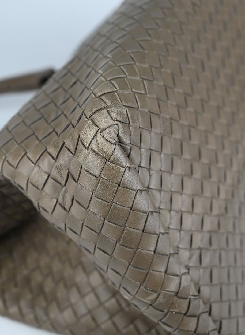 Bottega Veneta Milano Leather Handbag in Mud Color - Luxury Italian Designer Tote for Women, Perfect for Work, Travel & Everyday Use