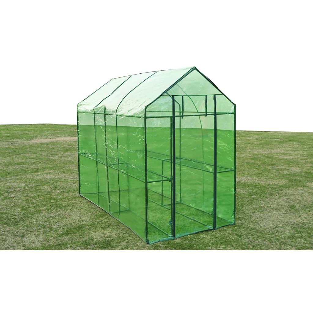 vidaXL Large Greenhouse with Steel Frame - Durable Powder-Coated Construction, Tear-Resistant Green Cover, Walk-In Door for Easy Access | Perfect for Home Gardening, Plant Protection & Backyard Growing