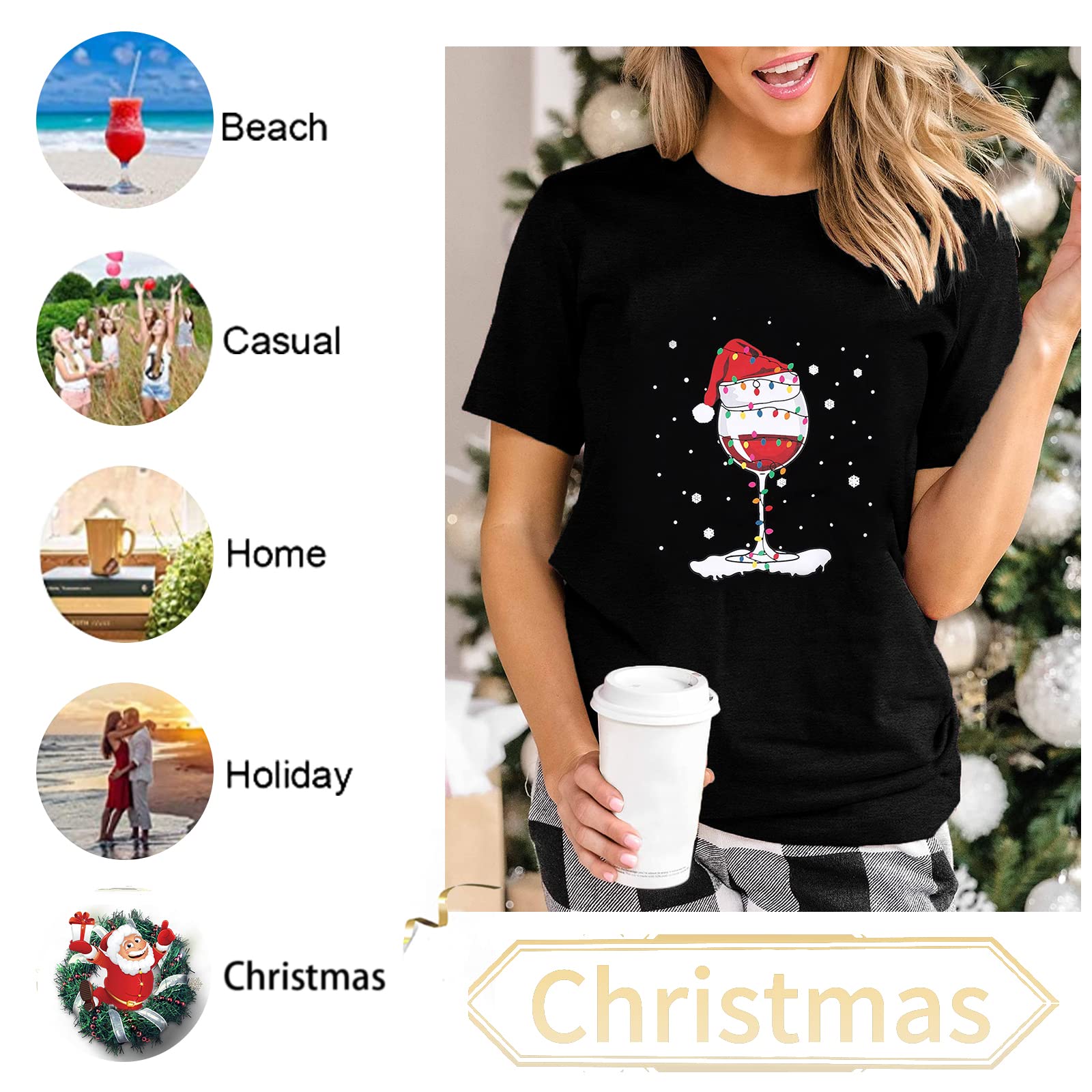 LUKYCILD Women's Christmas T-Shirt - Funny Holiday Teacher Shirt, Festive Xmas Tee for Women (Perfect for Classroom Parties, Gift Exchanges & Family Gatherings)