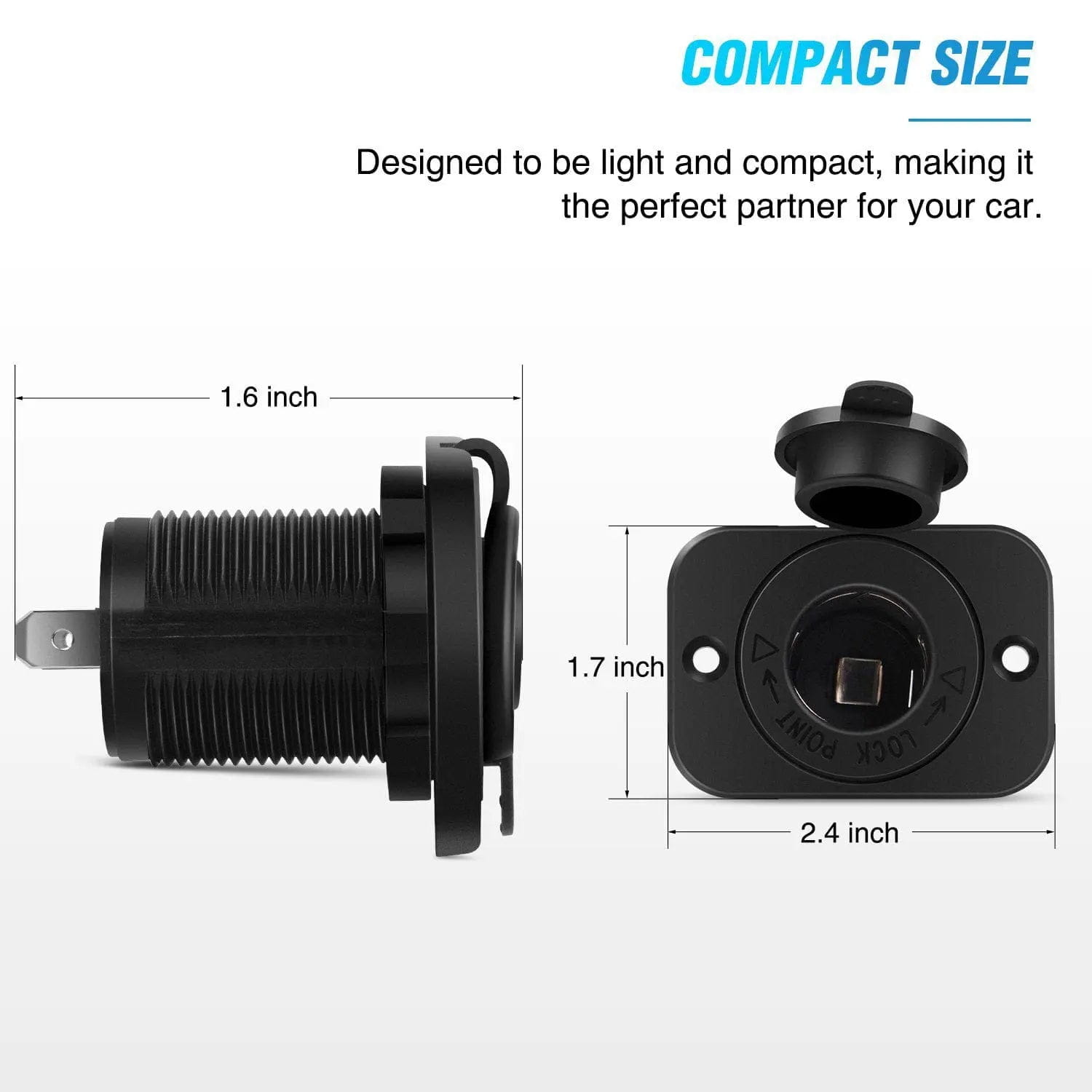 2Pcs 12V Car Cigarette Lighter Socket Adapter - DC Power Outlet for Charging Phones, GPS & Devices - Perfect for Cars, Trucks & Boats