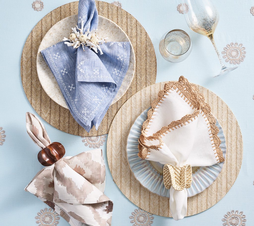 Premium Blue & White Fez Napkins - Set of 4 for Dining, Parties & Home Decor | Elegant Table Linens for Moroccan-Themed Events
