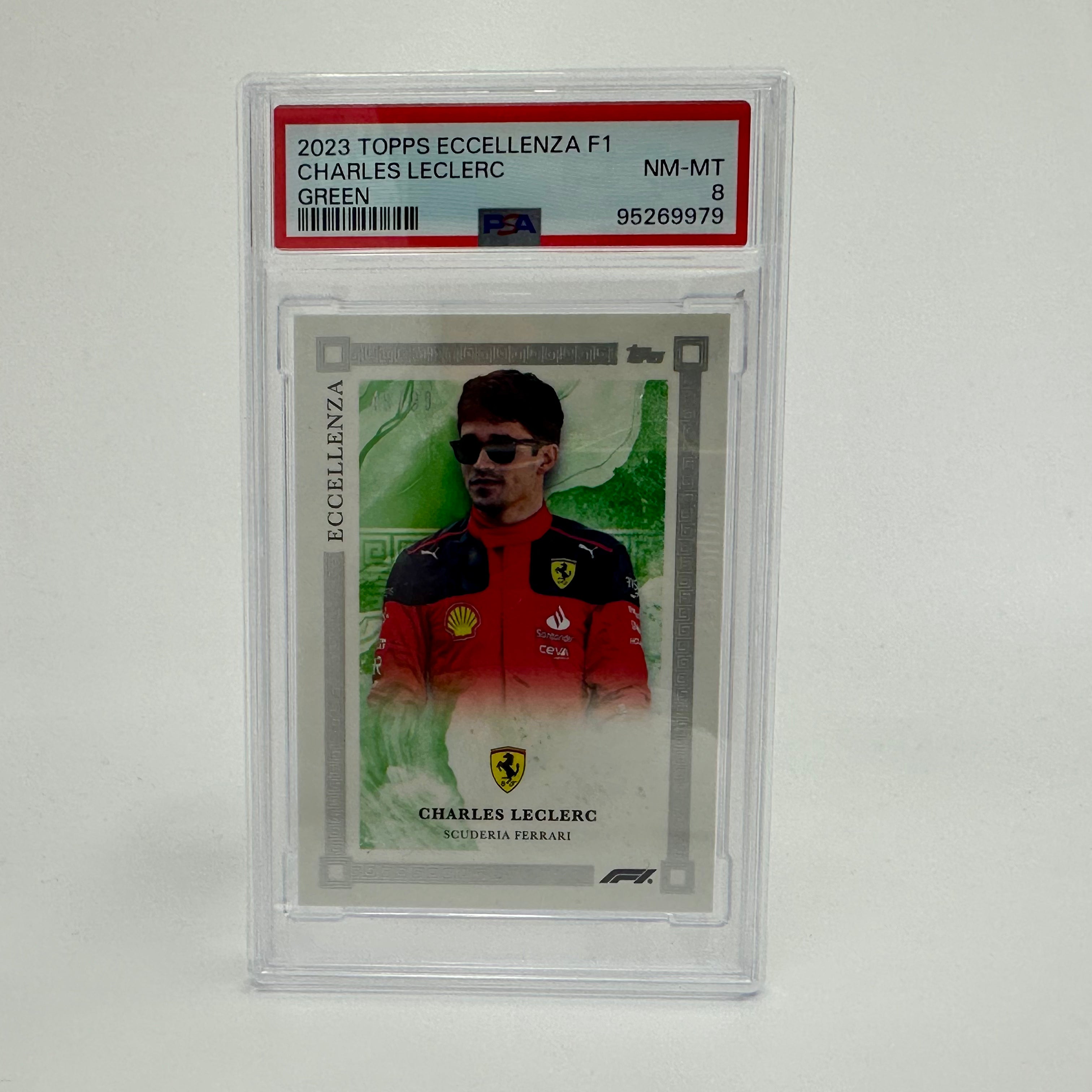 PSA 8 Charles Leclerc 2023 Eccellenza Green #48/99 - Rare Trading Card for F1 Collectors & Racing Fans - Perfect for Display, Investment, and Sports Memorabilia Collections