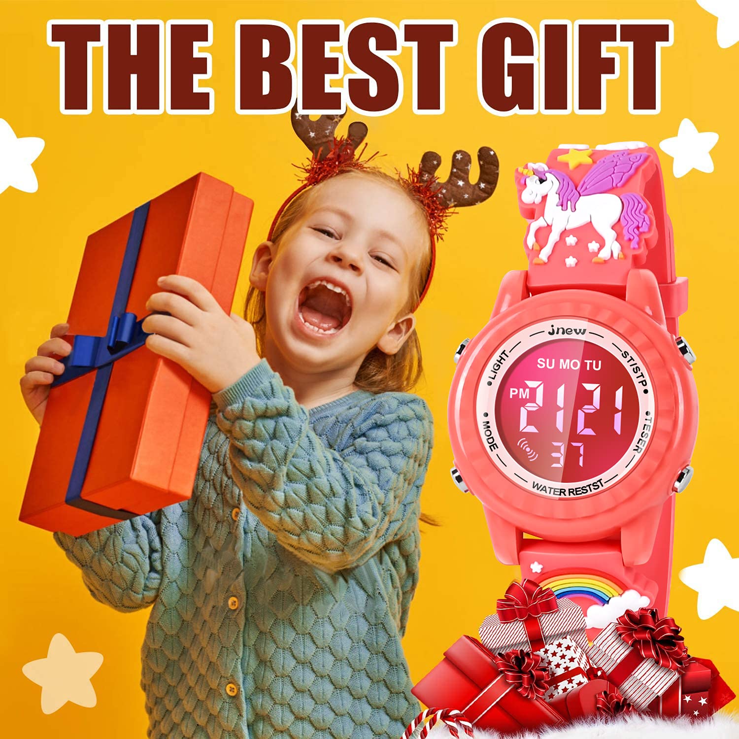 **3D Cartoon Waterproof Kids Watches with Alarm - Best Digital Toy Gift for Girls Age 3-10 - Perfect for School, Swimming & Outdoor Play**