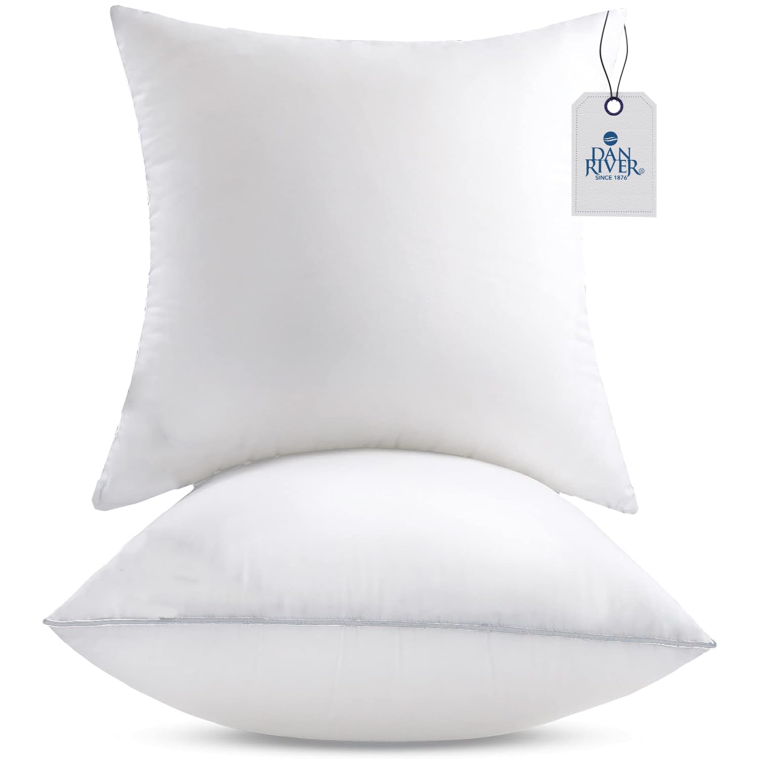 DAN RIVER 16x16 Inch Throw Pillows Set of 2 - Soft White Decorative Couch & Bed Pillows with Removable Cover | Perfect for Living Room Sofa, Bedroom Decor & Home Styling