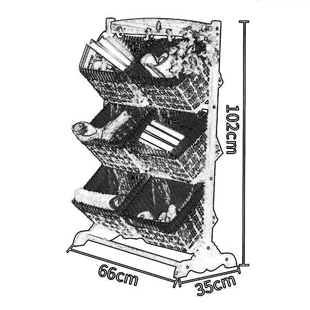 3-Tier Wooden Rattan Storage Basket Shelf - Hanging Floor Magazine Rack for Home Organization | Perfect for Living Room, Bedroom, Bathroom & Office Storage Solutions