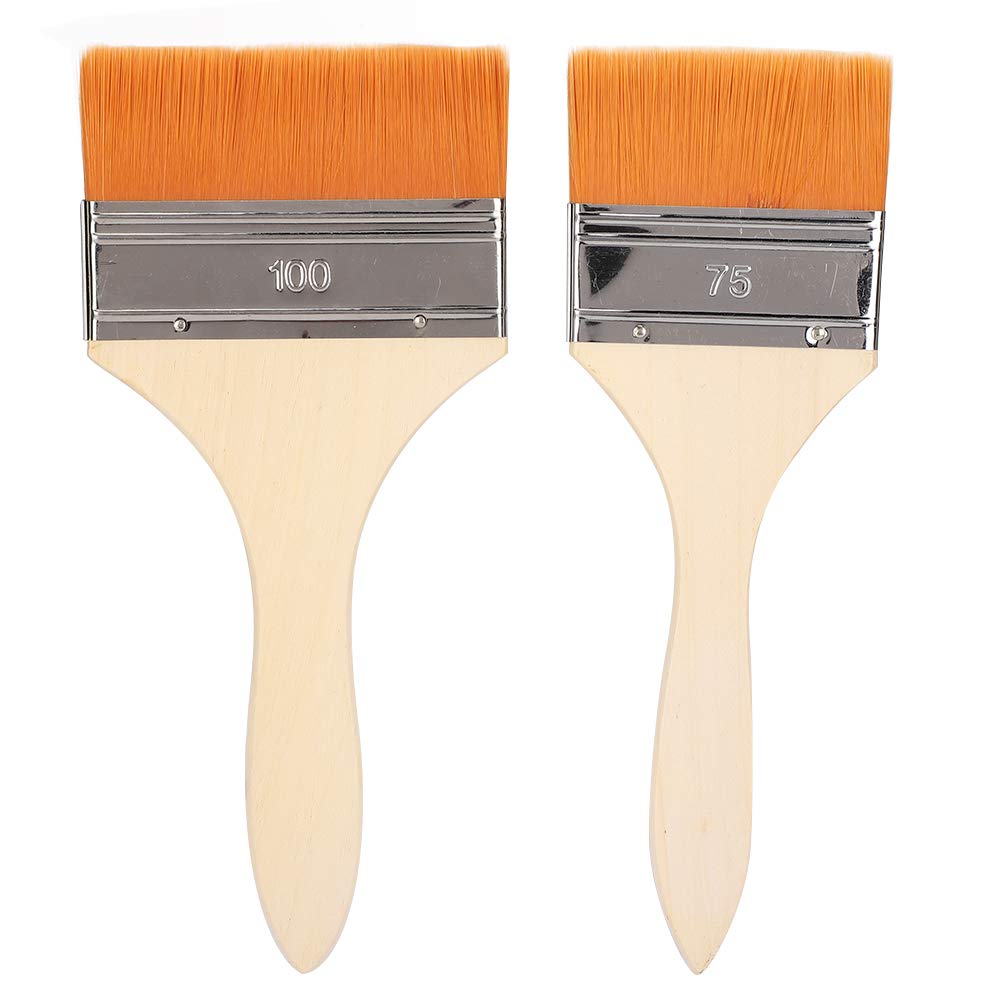 2Pcs Professional Flat Paint Brush Set for Gesso, Varnishes, Acrylic & Watercolor Painting - Artist Utility Wash Brushes for Wood, Wall & Furniture - Perfect for DIY Home Decor & Art Projects