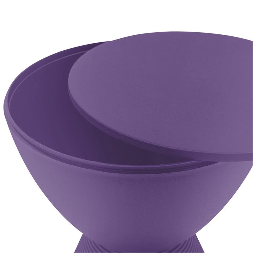 Allora Modern Round Polypropylene Plastic Ribbed Side End Table - Purple Accent Table for Living Room, Bedroom & Office Decor