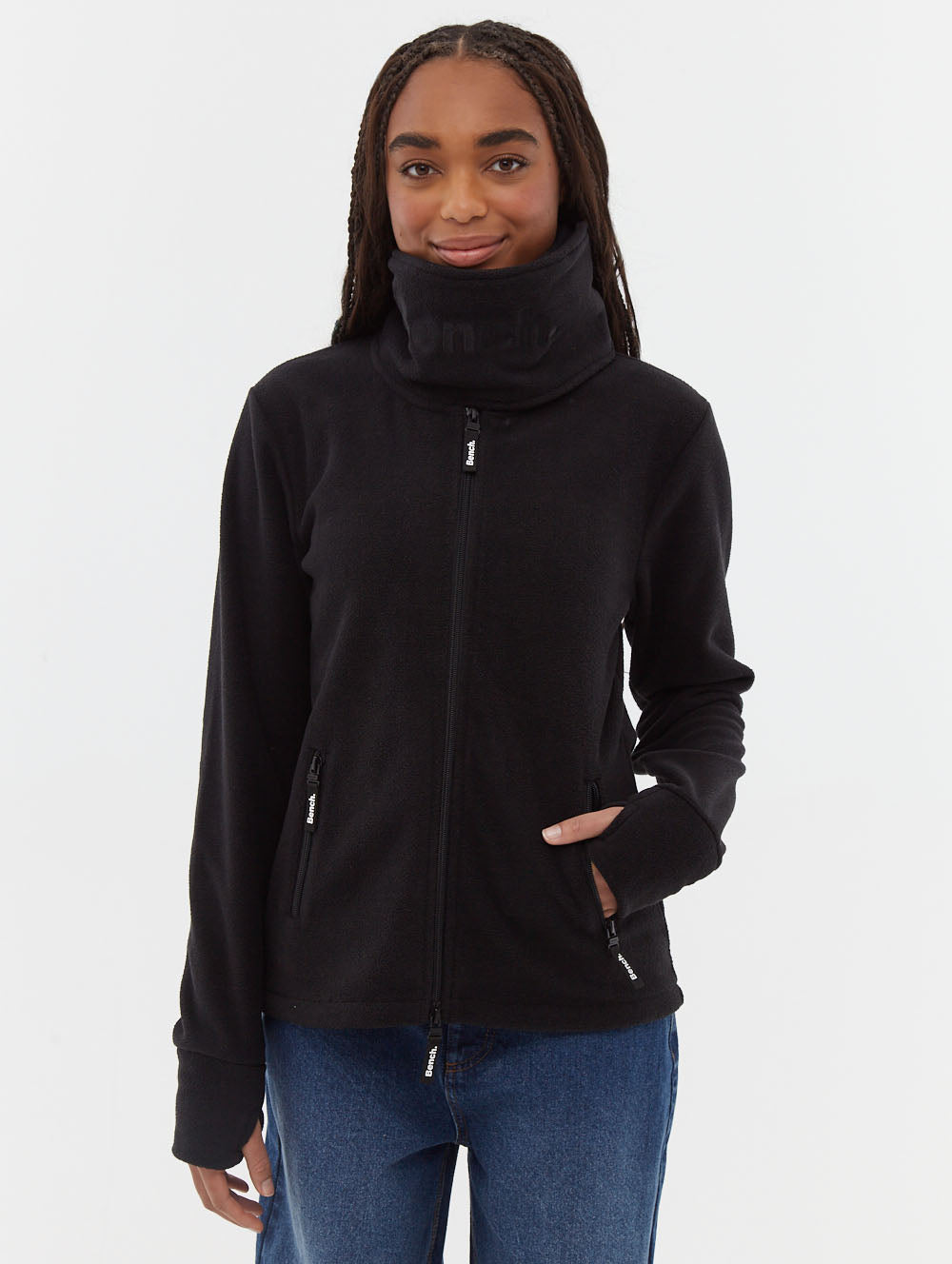 Microfleece Wrap Neck Zip Up Jacket for Women - Cozy Winter Outerwear for Hiking, Camping & Outdoor Activities