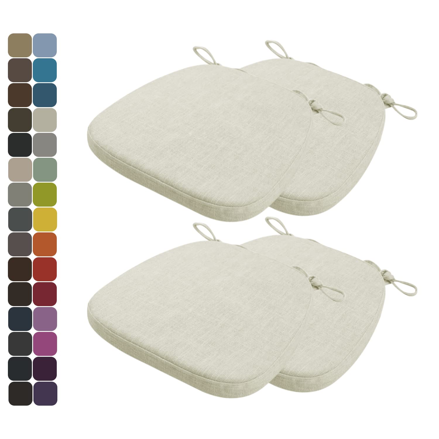 Kimgull Non-Slip Chair Cushions with Ties - Set of 4 Thickened Breathable Seat Pads, Detachable Washable Cover for Kitchen, Dining, Office & Living Room Chairs (17x16.5x1.2 Inches, Beige) | Perfect for Home Decor, Comfortable Seating & Back Support