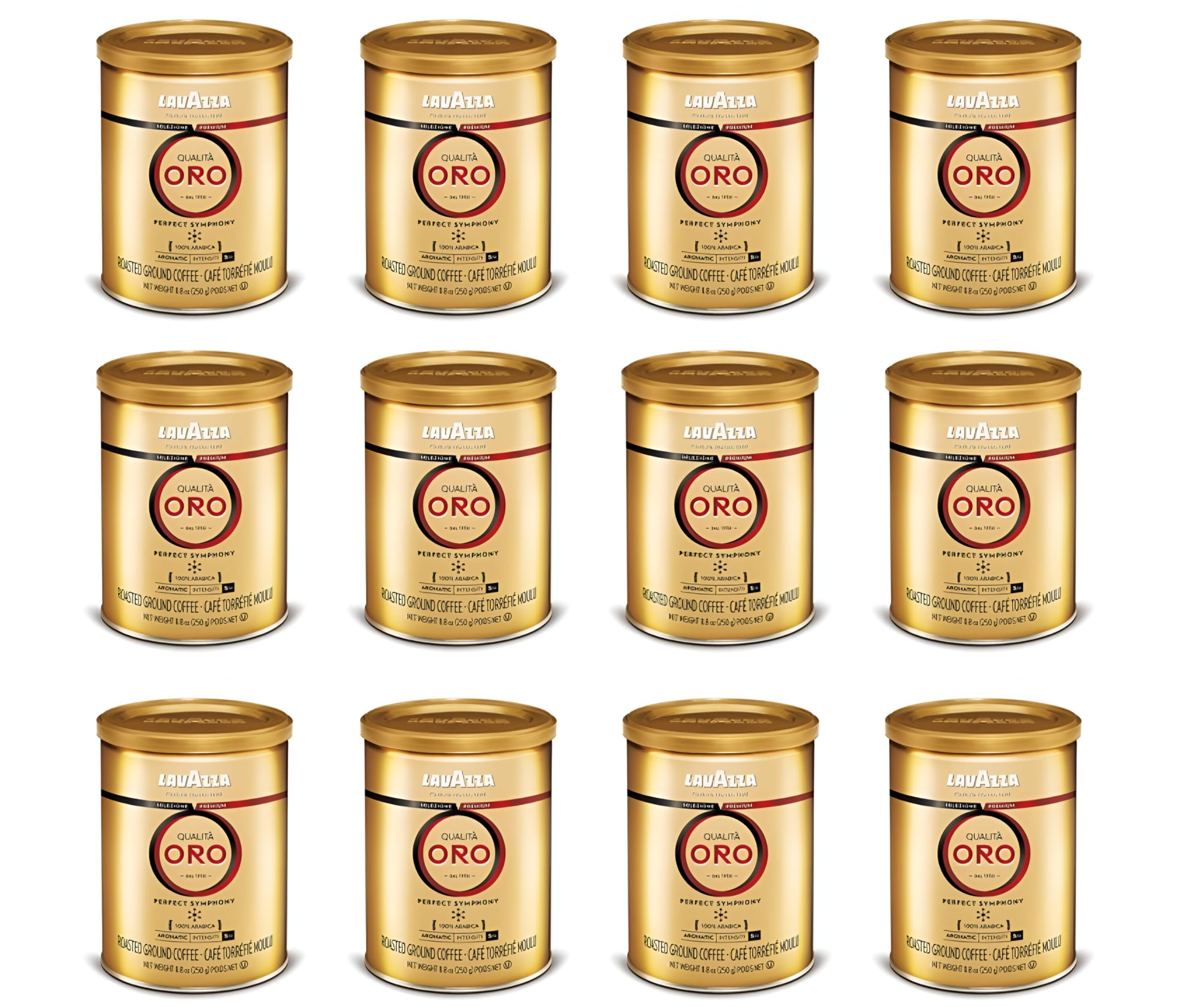 LAVAZZA Oro Espresso Tin 12 Count (8.8 OZ) - Premium Italian Coffee for Home & Office Brewing | Perfect for Espresso Machines, Moka Pots & French Press