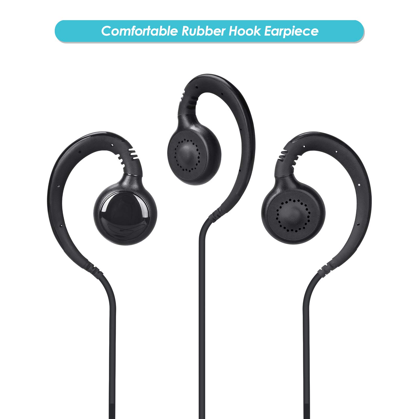 2-Pack Walkie Talkie Earpieces with PTT Mic - 3.5mm/2.5mm 2-Pin Two Way Radio Headset, 180° Rotatable Earbud for Kenwood BaoFeng Radios - Perfect for Security, Construction & Outdoor Adventures