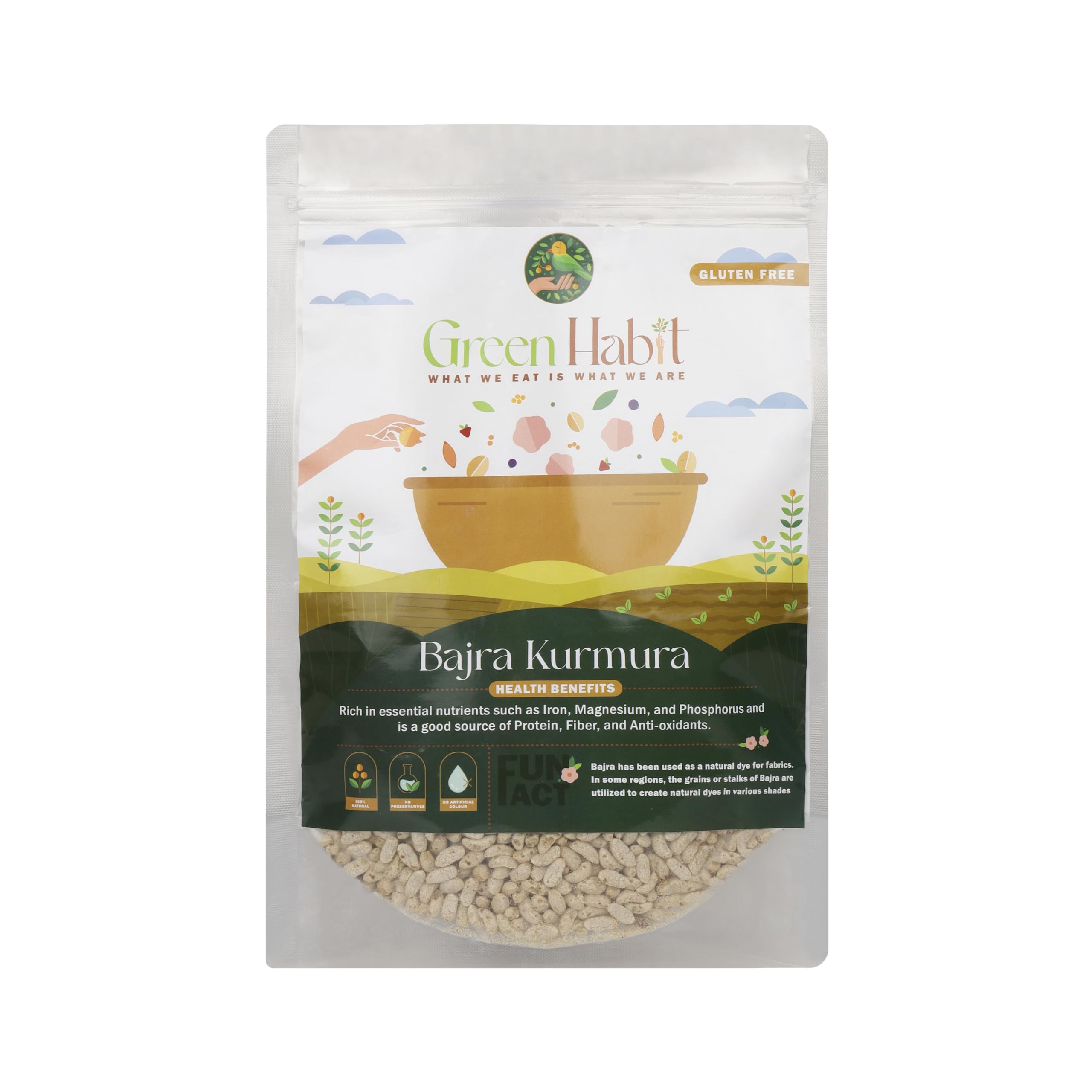Healthy Bajra Kurmura Murmura - Pearl Millet Puff Snacks for Breakfast, Diet & Weight Loss | Gluten-Free, Vegan, Non-GMO | 400g Pack | Perfect for On-the-Go, Office & Kids Lunch Boxes