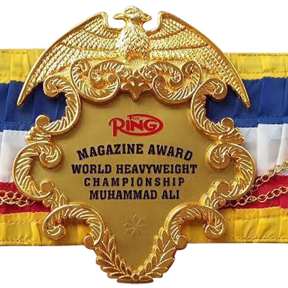 Muhammad Ali Ring Magazine Exact Replica Boxing Belt with Metal Plates - Authentic Heavyweight Championship Belt for Adults | Boxing Memorabilia, Collector's Item, Costume Accessory