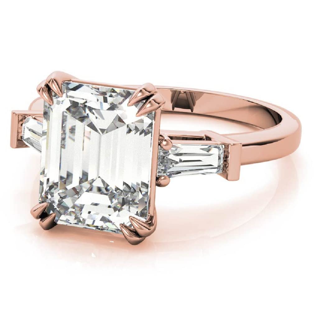 10K Solid Rose Gold Handmade Engagement Ring - 2.0 CT Emerald Cut Moissanite Diamond Solitaire Wedding Band for Women - Perfect for Proposals, Anniversaries & Bridal Jewelry Sets