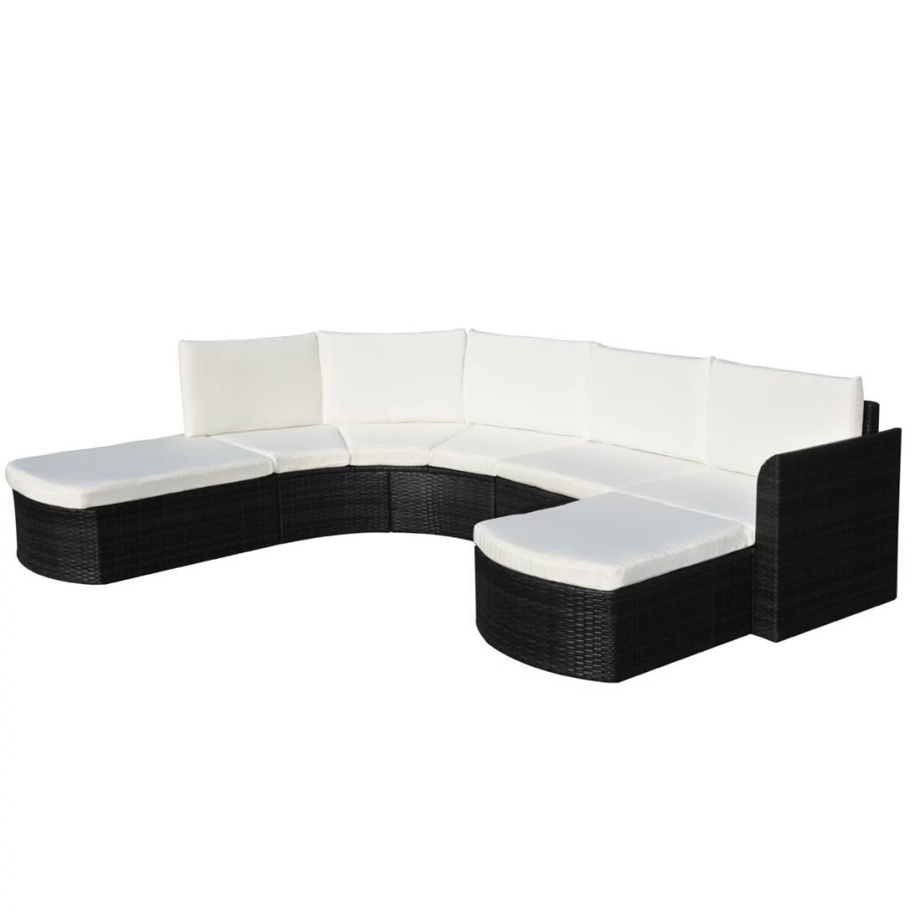 Tidyard 4-Piece Outdoor Patio Furniture Set - Black Poly Rattan Sectional Sofa with 2 Corner Chairs & 2 Ottomans, Weather-Resistant Cushioned Garden Lounge Set for Backyard, Balcony, Terrace | Perfect for Relaxing, Entertaining & Outdoor Gatherings