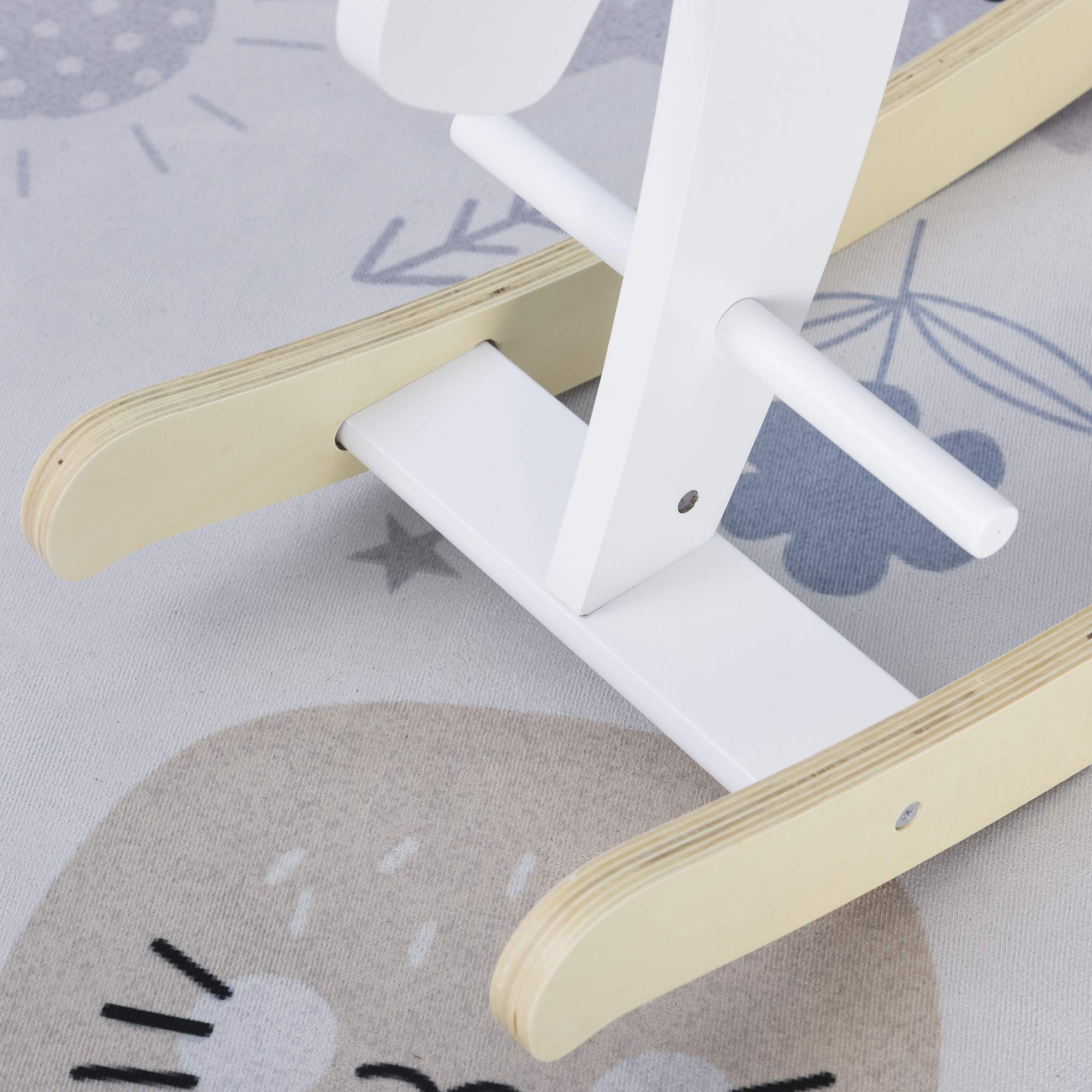 Qaba Classic White Wooden Rocking Horse for Toddlers 1-3 Years | Solid Wood Ride-on Toy for Kids | Nursery Decor & First Birthday Gift | Perfect for Indoor Playrooms & Daycare Centers