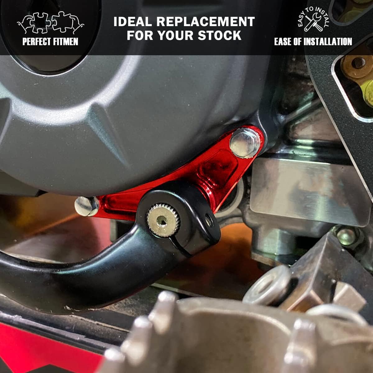 Canitu Red Shift Brace - CNC Aluminum Shifter Support for Honda CRF110 2013-2023 | Off-Road Riding