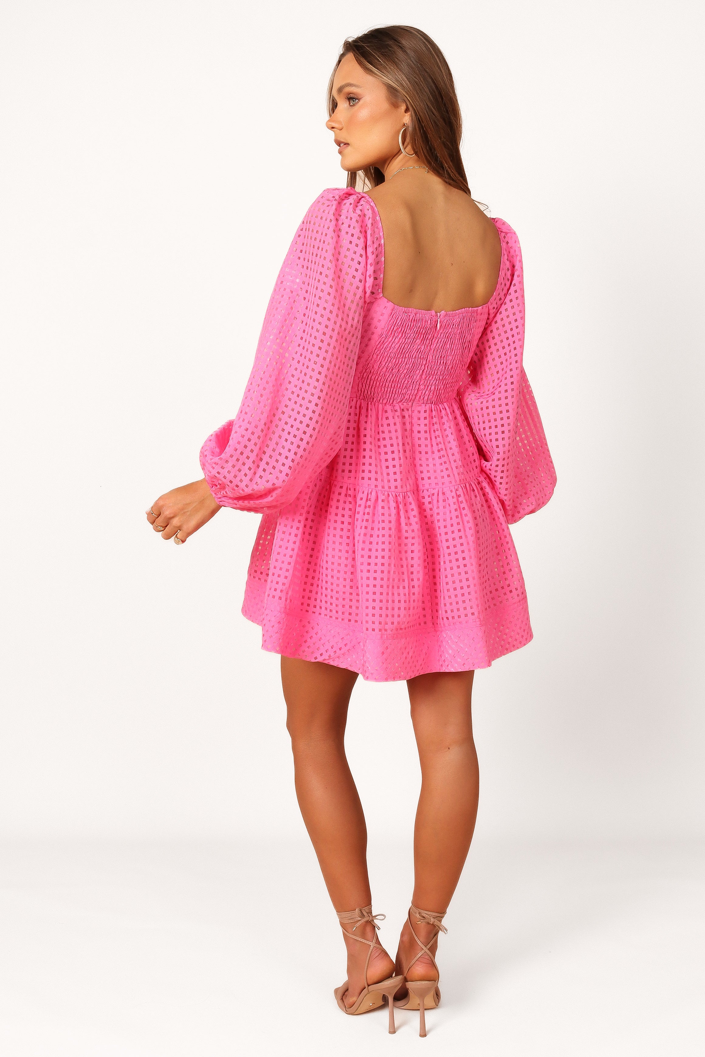 Augusta Long Sleeve Mini Dress for Women - Stretchy Bodycon Party Dress in Magenta | Perfect for Night Out, Date Night & Club Wear