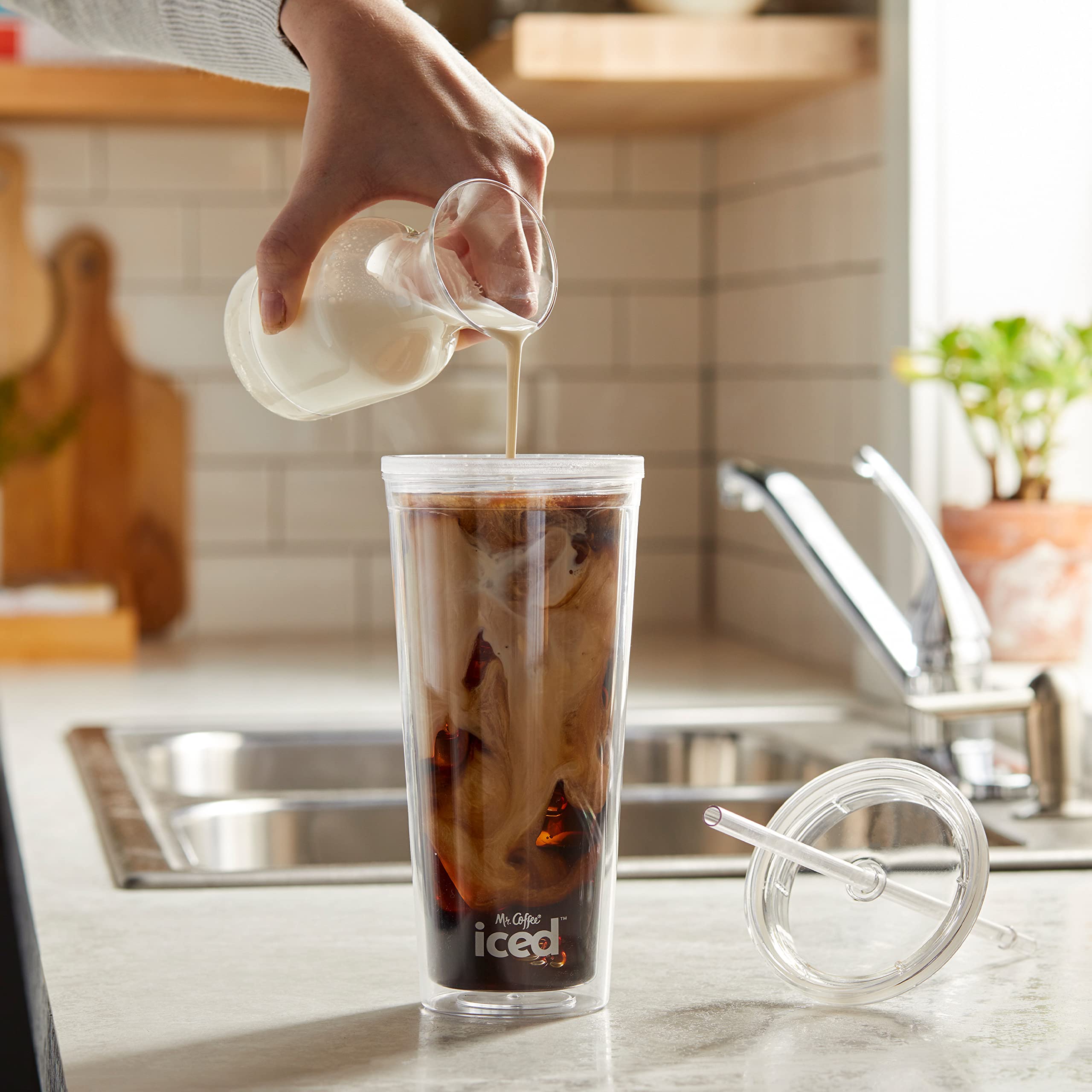 Mr. Coffee Iced Coffee Maker - Single Serve Machine with 22oz Tumbler & Reusable Filter, Burgundy | Perfect for Home, Office & Outdoor Iced Coffee Brewing