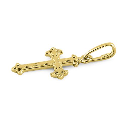 14K Solid Yellow Gold Vintage Cross Pendant Necklace - Religious Jewelry for Women, Perfect Gift for Baptism, Confirmation & Everyday Wear