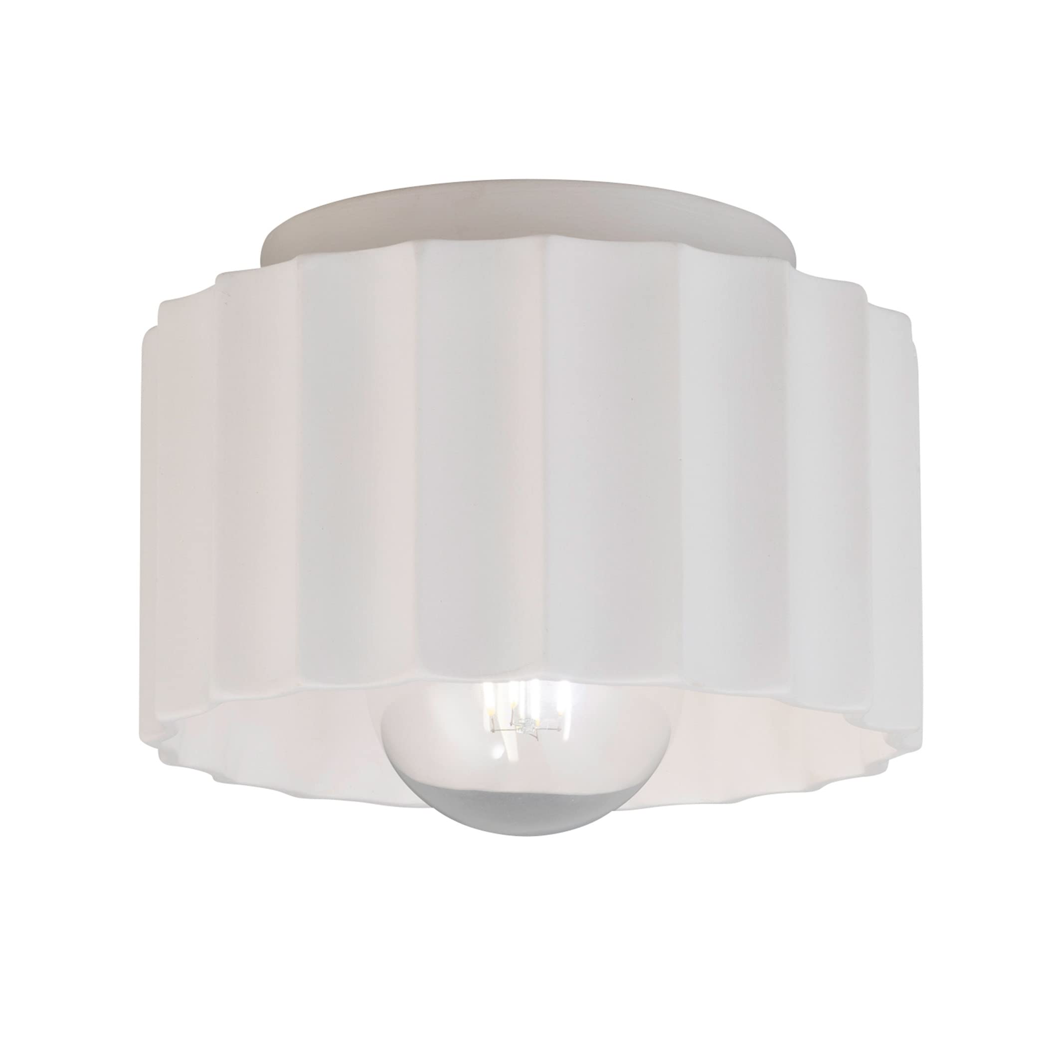 Justice Design Radiance Gear Ceramic Ceiling Flush Mount Paintable Light Fixture - Modern Lighting for Living Room, Dining Room, Bedroom, Bathroom, Hallway, Kitchen & Office - Ceramic Bisque Finish - Perfect for Home Decor, Interior Design & Ambient Lighting