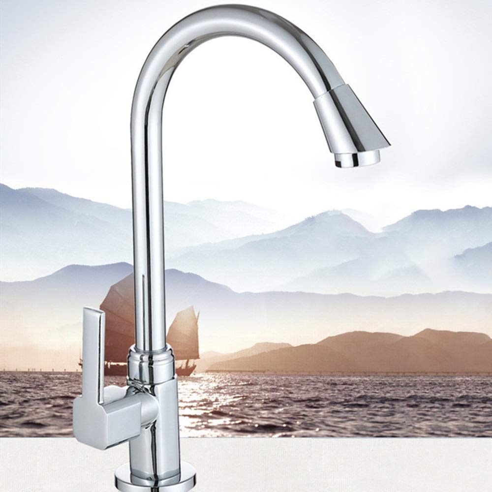 Universal Stainless Steel Single Handle Kitchen & Bathroom Faucet Trim Kit - Cold Water Sink Faucet for Household Use | Perfect for Modern Kitchen Renovation & Bathroom Upgrade