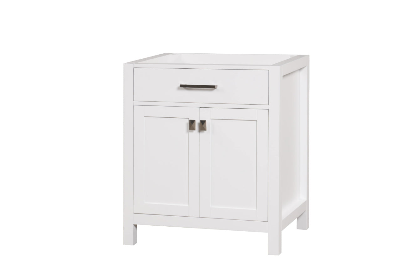 30 Inch Single Bathroom Vanity in Bright White - Modern London Style Bathroom Sink Cabinet with Soft-Close Doors & Drawers for Small Space Bathroom Remodel