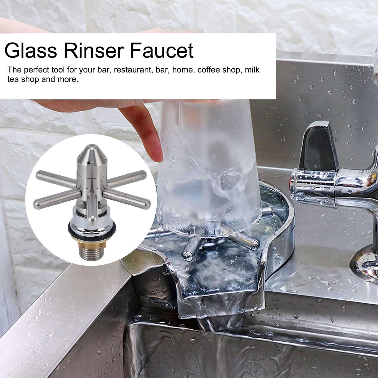 Stainless Steel Sink Glass Rinser Cup Washer - Bar, Restaurant & Coffee Shop Kitchen Sink Cleaner for Wine, Beer & Drinking Glasses - Perfect for Commercial & Home Use