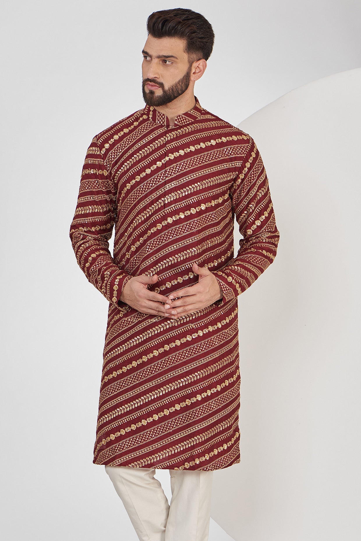 Elegant Maroon Embroidered Kurta with Intricate Zari Work for Women | Traditional Indian Ethnic Wear | Perfect for Festivals, Weddings & Special Occasions