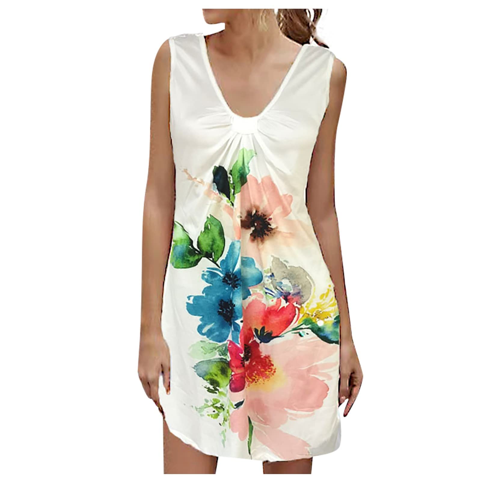 Women's Plus Size Maxi Dresses - Medium Boho Flowy Long Dress with Racerback for Beach & Summer 2024 - Sizes S to 5XL - Perfect for Vacations, Parties & Casual Wear