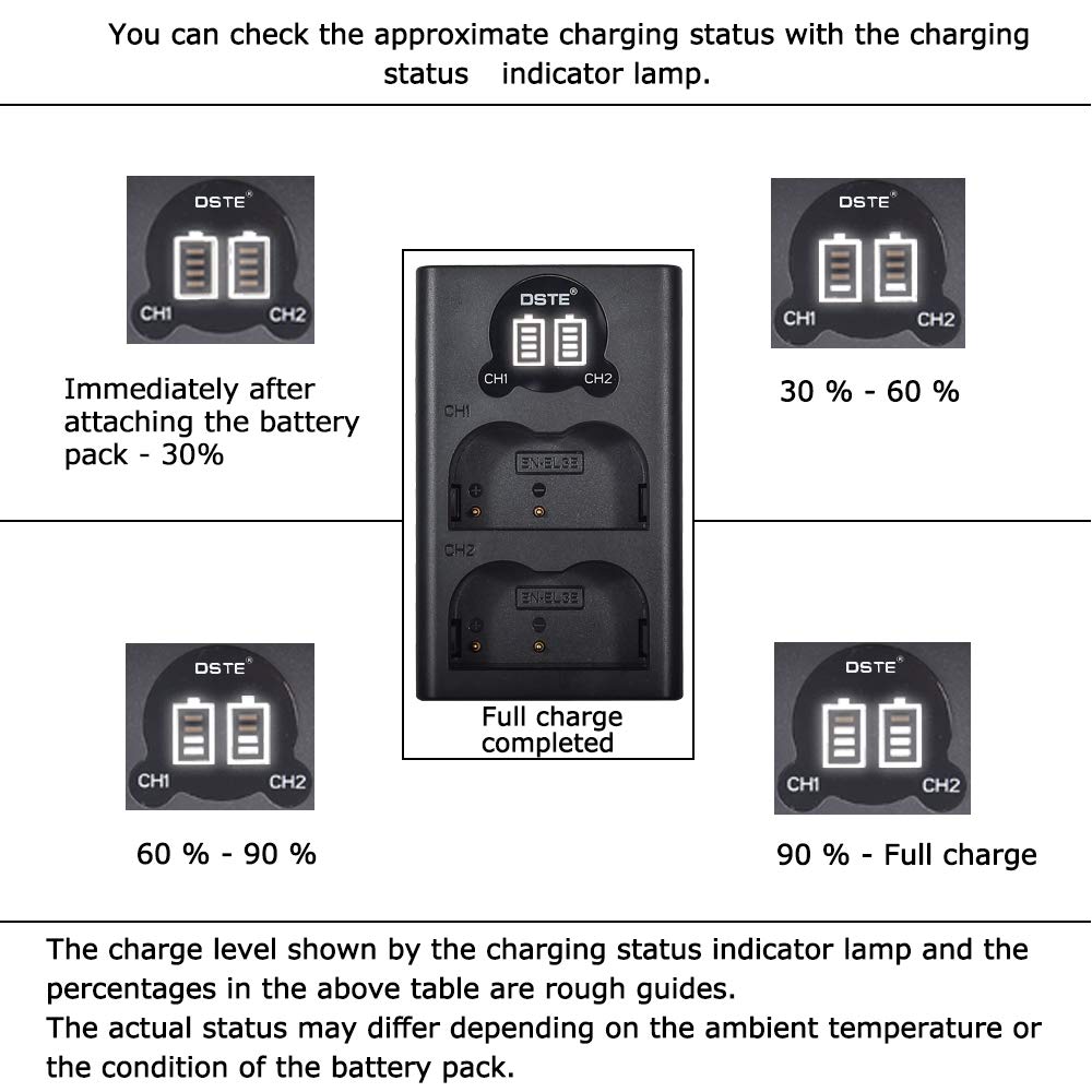 DSTE 2-Pack EN-EL3e Replacement Batteries with Dual LCD Charger - Compatible with Nikon D300S, D300, D700, D70, D70S, D50, D80, D90, D100, D200 DSLR Cameras - Perfect for Travel, Photography Sessions & Professional Shooting