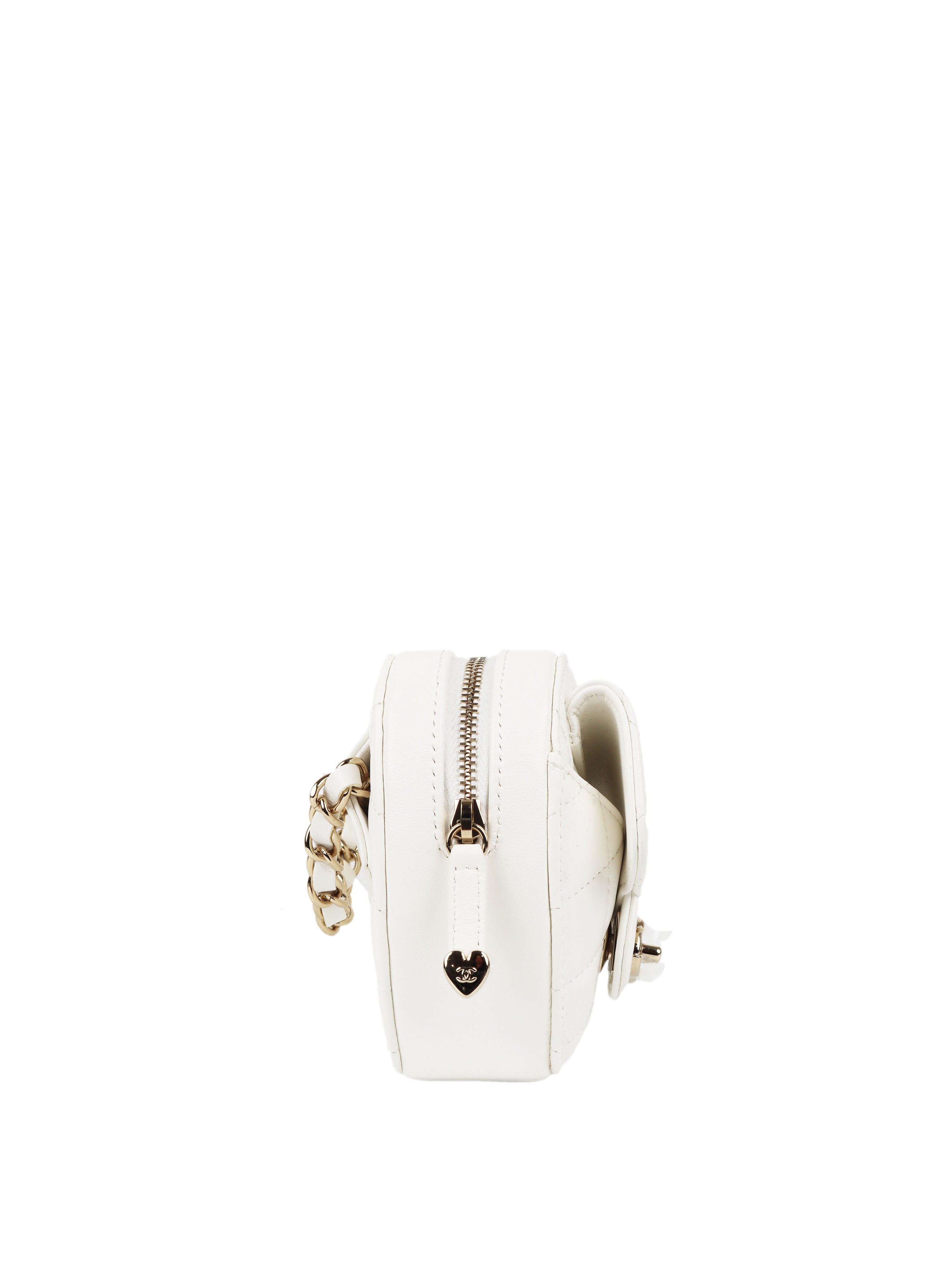 Chanel 22S White Heart Belt Bag with Light Gold Hardware - Elegant Crossbody Bag for Women, Perfect for Date Night, Parties & Special Occasions
