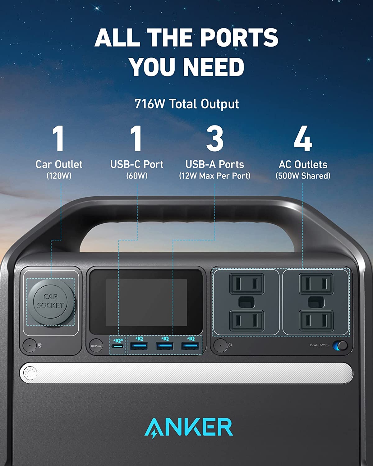 Anker 535 Portable Power Station 512WH/500W - Solar Generator for Camping, RV, Emergencies & Outdoor Adventures | Compact Backup Battery for Home & Travel