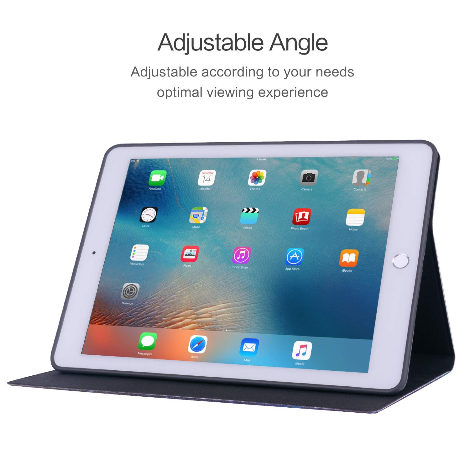 Premium Leather iPad 9.7 Case with Auto Sleep/Wake & Adjustable Stand - Compatible with iPad 5th/6th Gen & Air 1/2 - Nebula Blue - Perfect for Work, Travel & Home Use