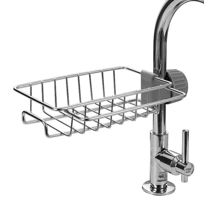 Stainless Steel Kitchen Sink Organizer - Faucet Rack, Soap Holder, Sponge Drainer & Dish Drying Rack - Space Saving Sink Shelf for Kitchen Cabinet Storage - Perfect for Small Apartments & Compact Kitchens