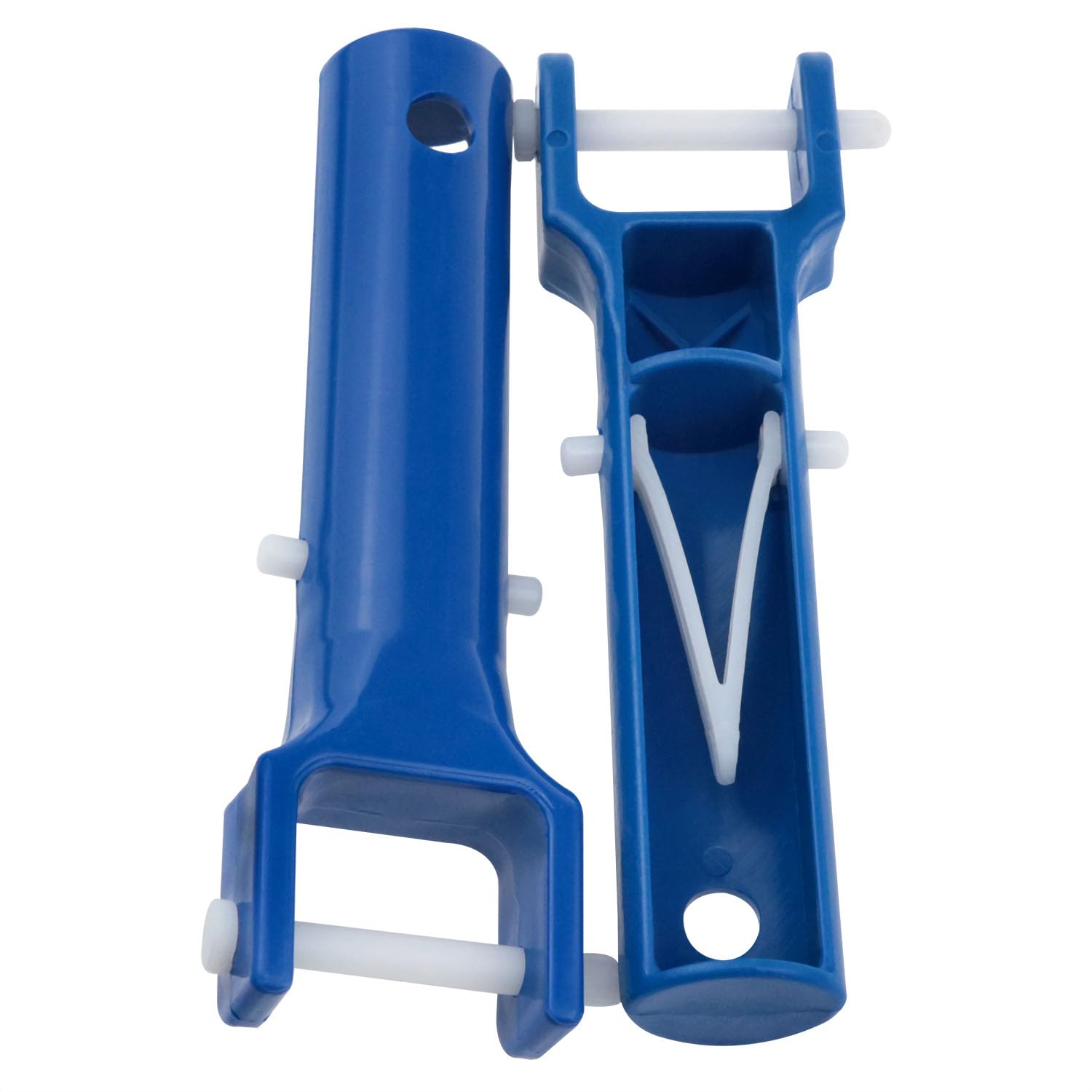 2PCS Universal Blue Pool Vacuum Brush Handles with 6PCS V-Shaped Clips - Replacement Parts for In-Ground & Above Ground Pools - Perfect for Cleaning Pool Walls, Floors & Corners