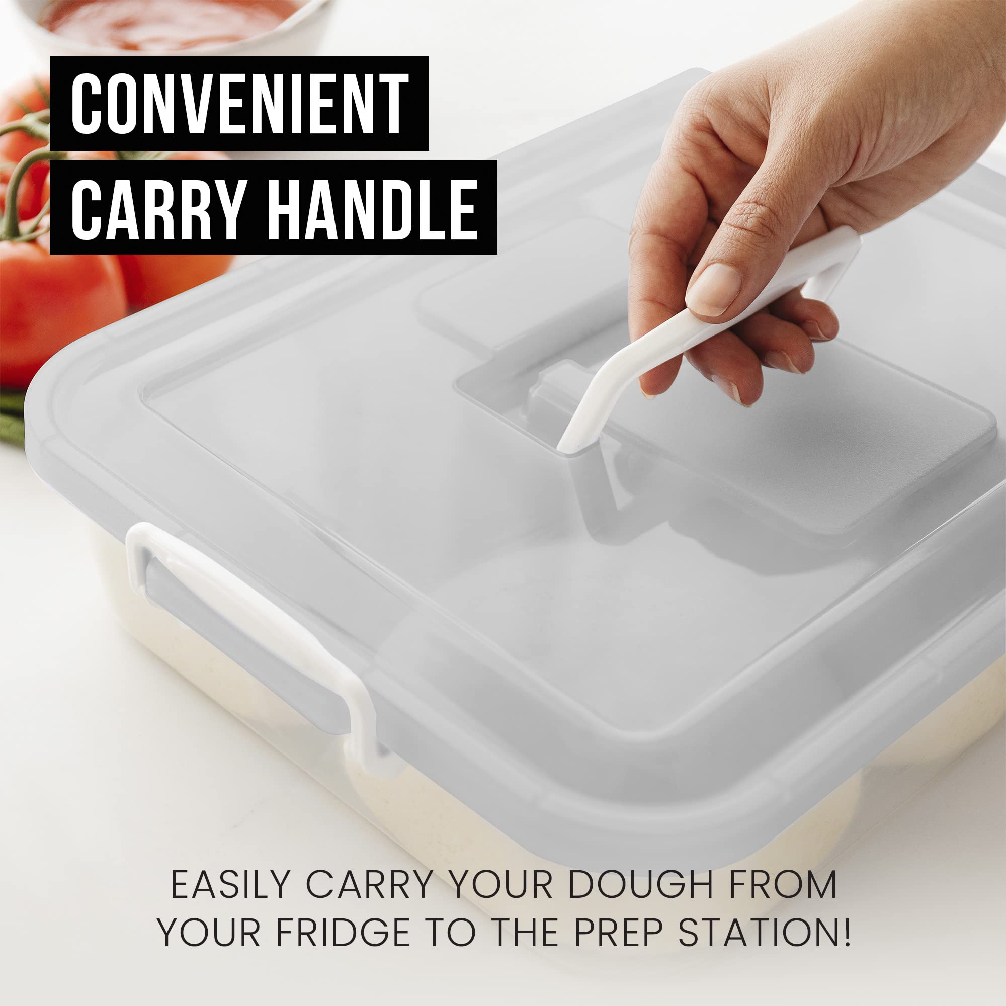 Professional Pizza Dough Proofing Box - 14 x 11 Inch Dough Rising Container for 4-6 Balls, Home Pizza Making Kit with Carry Handle (Grey) | Perfect for Homemade Pizza, Bread & Pastry Dough Preparation in Kitchen, Bakery & Restaurants