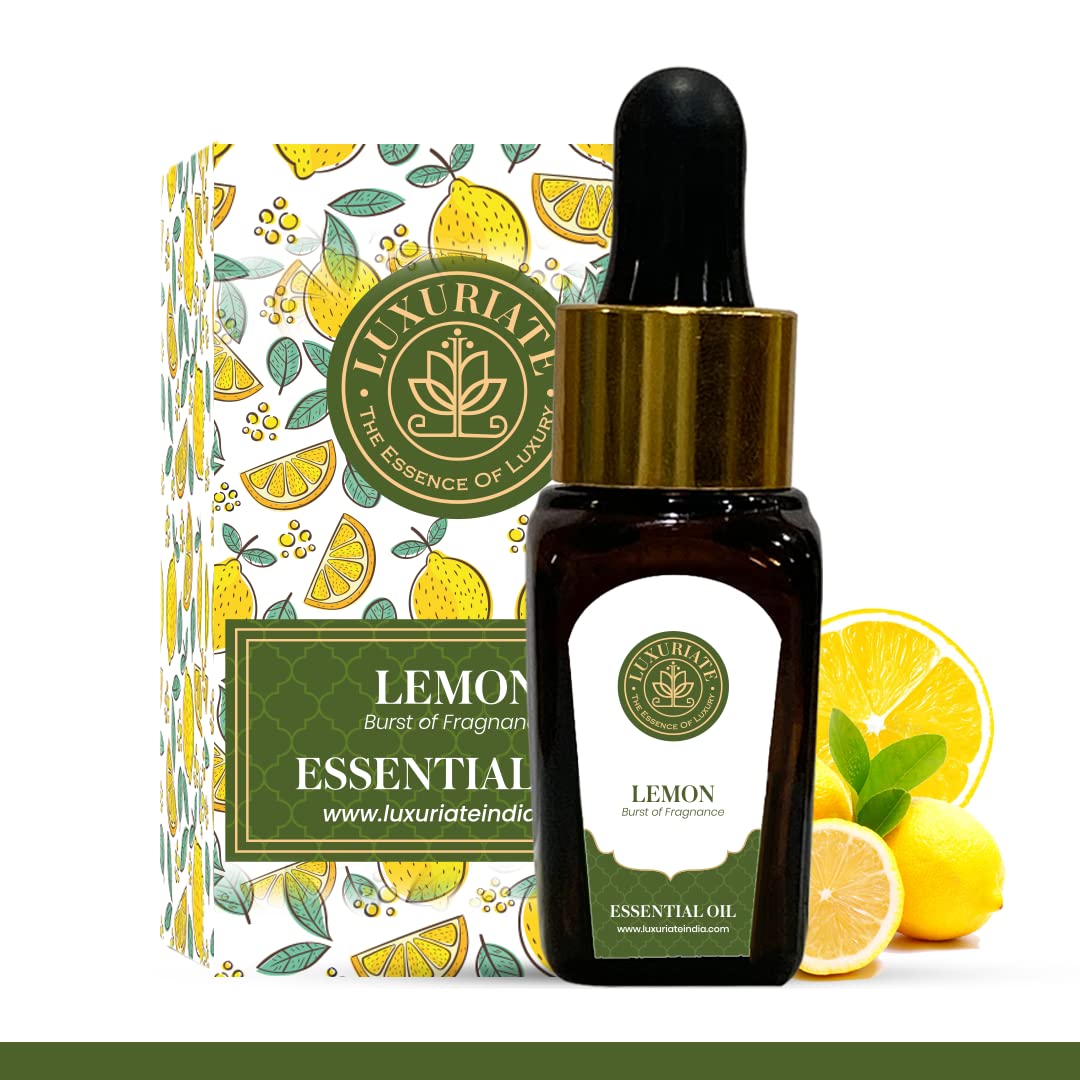 100% Pure Natural Lemon Essential Oil for Hair Growth, Skin Care, Acne Treatment & Aromatherapy - 10ml Diffuser Oil for Home Fragrance, Relaxation & Stress Relief | Perfect for DIY Beauty, Massage & Spa