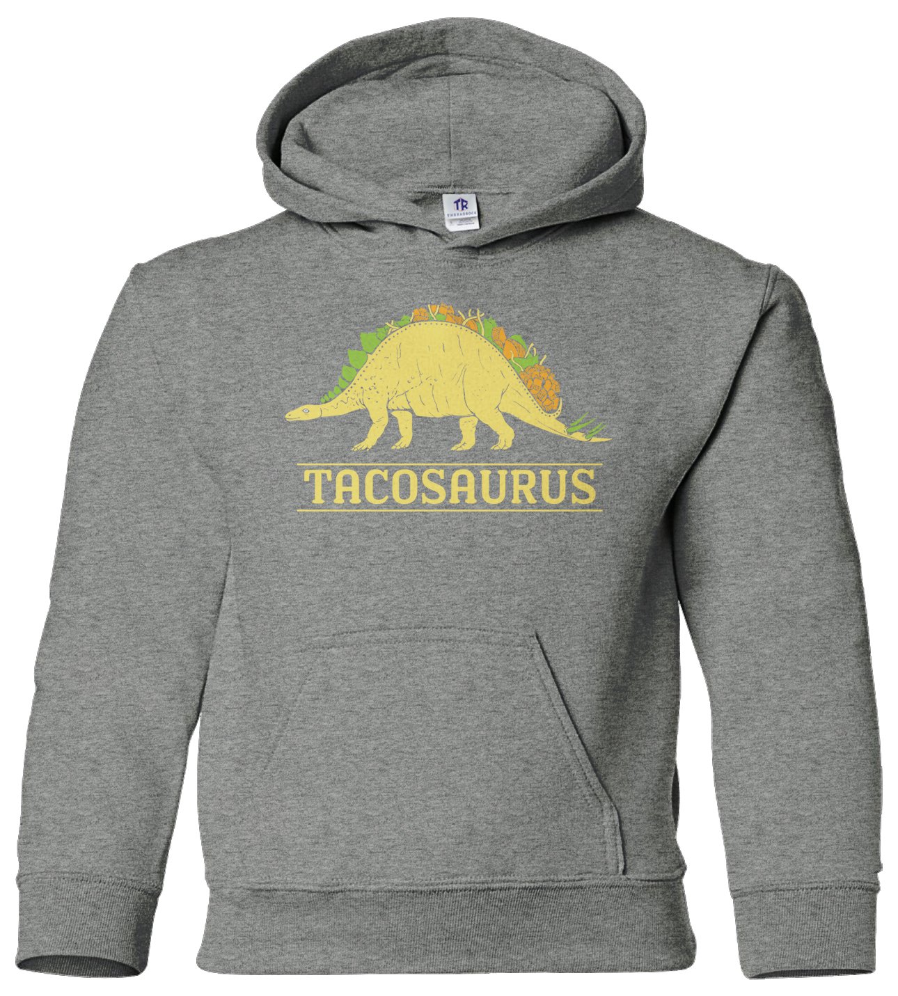 Threadrock Kids Tacosaurus Dinosaur Taco Youth Hoodie Sweatshirt - Cute Dino Graphic Pullover for Boys & Girls - Soft Fleece Jacket for Playdates, School & Family Outings