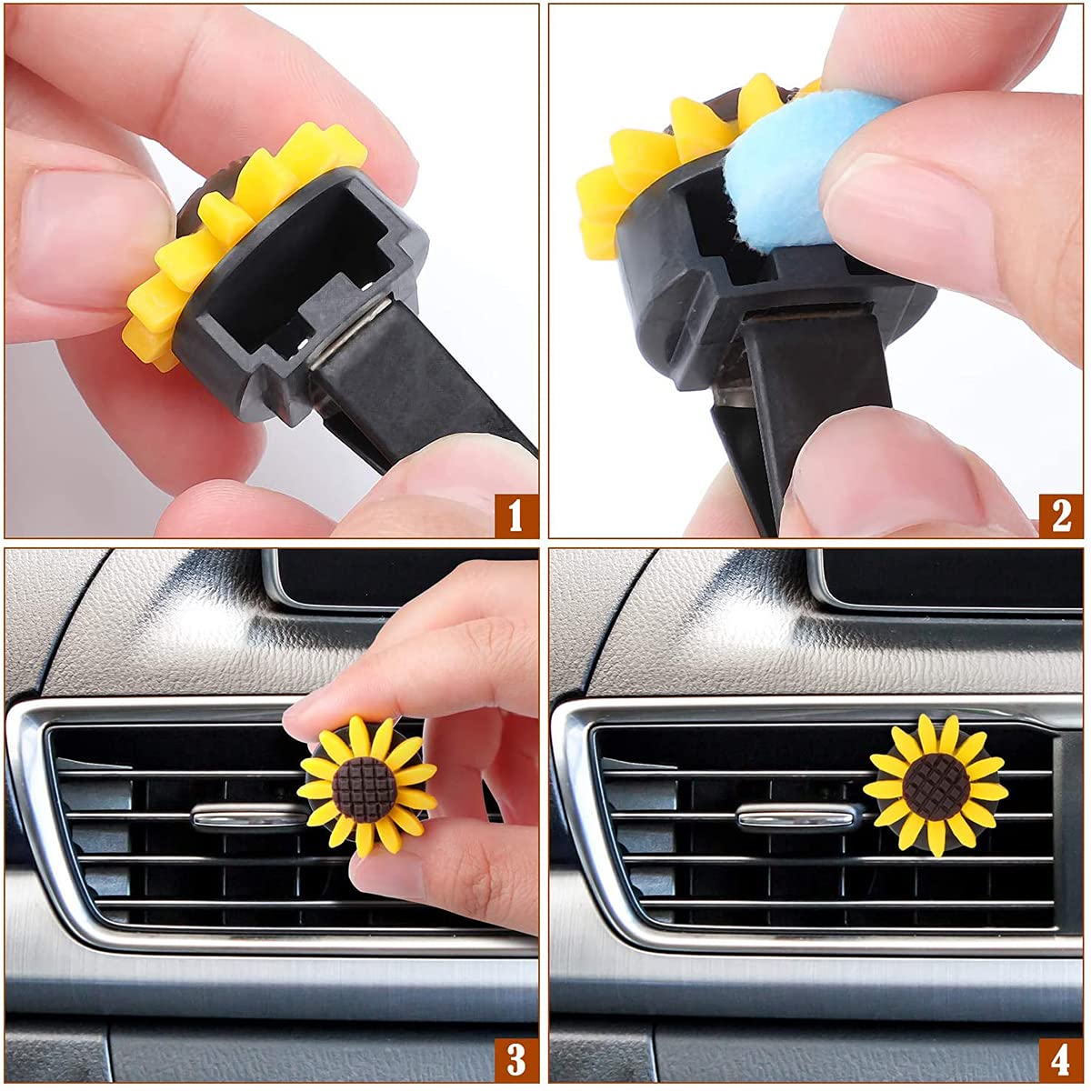 YONGYAO 10-Piece Sunflower Car Accessories Set with Steering Wheel Cover - Cute Floral Car Decor for Women, Perfect for Summer Road Trips & Boho Style Vehicle Interior