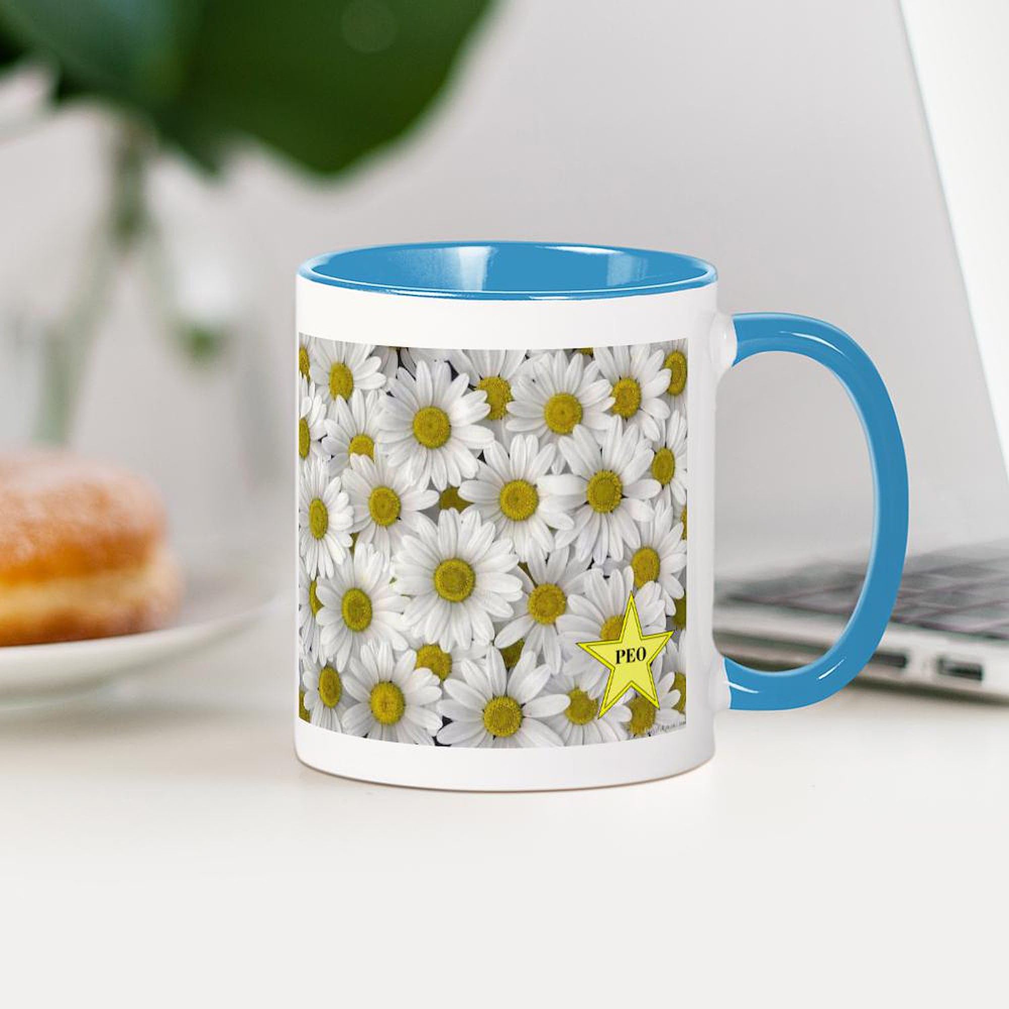 PEO Daisy Mug - 11 oz (325 ml) Ceramic Coffee Cup with Handle - Perfect for Office, Home & Gifts | CafePress